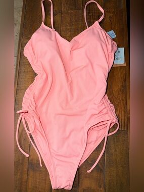 Swimsuit with Adjustable Side Ties Coral